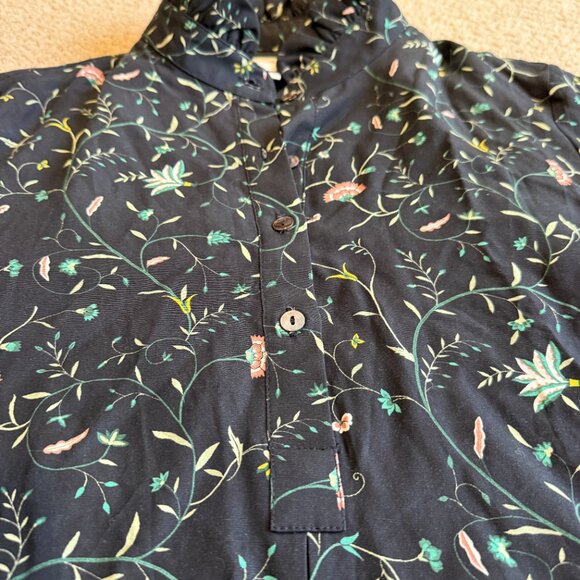 NWT Tuckernuck Teagan Shirt Top Campden Vine Ruffle V-Neck Black Floral Boho XL - Picture 9 of 16